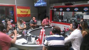 Estudio de Radio MARCA durante la charla mantenida en Marcador