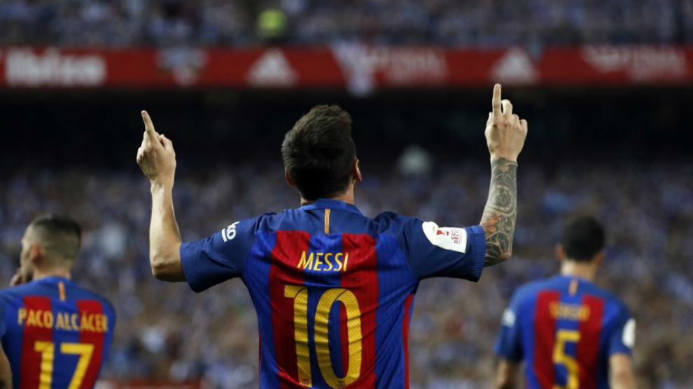 Messi celebra el gol contra el Alavs