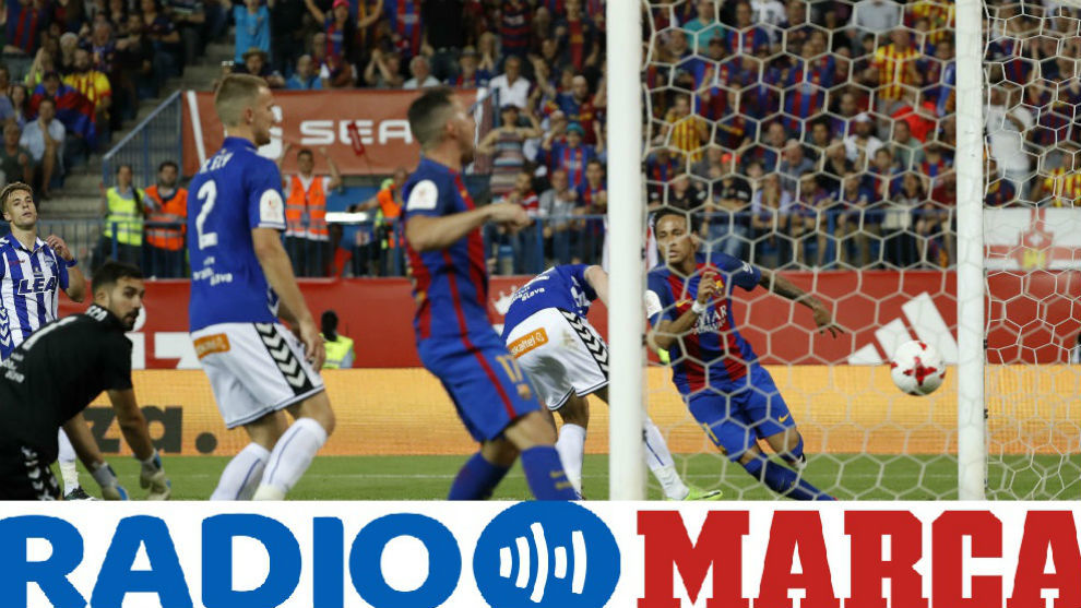 El Ftbol Club Barcelona celebra el gol de Neymar