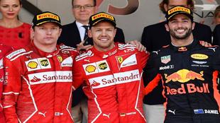 Raikkonen, Vettel y Ricciardo