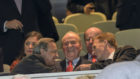El rey Juan Carlos y Florentino Prez durante la final de Champions