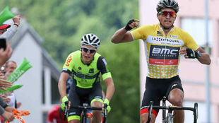 Greg Van Avermaet celebrando su triunfo en Luxemburgo.