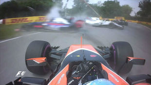 El accidente de Sainz y Massa, visto desde el coche de Fernando...