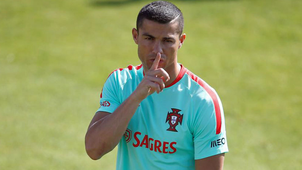 Cristiano, en una imagen del entrenamiento de Portugal