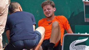Goffin, cuando se lesion en Roland Garros