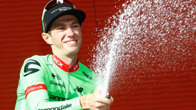 Pierre Rolland celebra una victoria de etapa en el Giro de este ao.