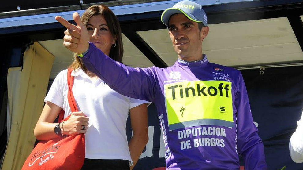 Alberto Contador, en el podio de vencedor de la Vuelta a Burgos 2016.