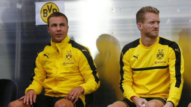Gtze, junto a Schurrle en un entrenamiento del Dortmund