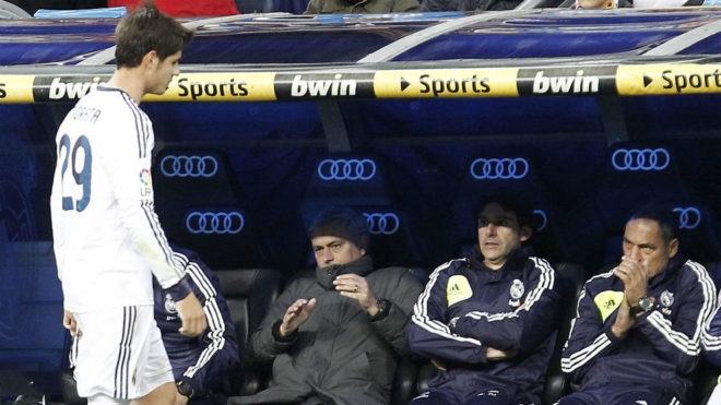 Morata, en un partido con Mourinho como entrenador del Real Madrid.