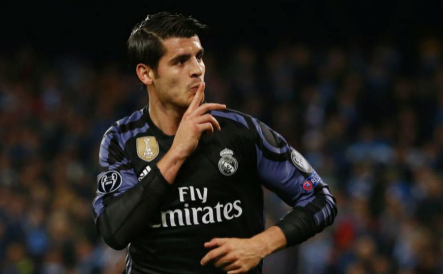 Morata celebra un gol marcado con el Real Madrid