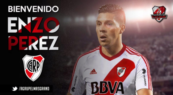 Imagen oficial de Enzo Prez con la camiseta de River Plate.