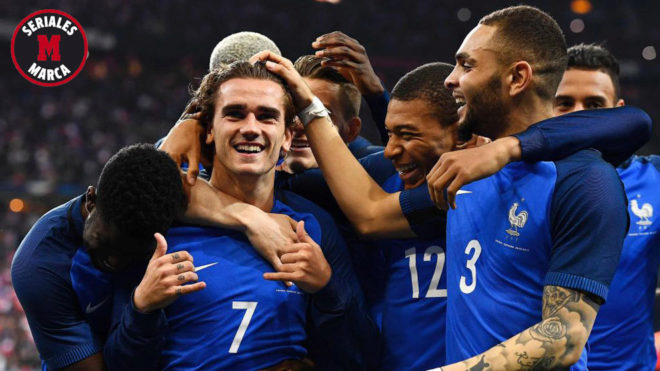 Griezmann celebra un gol con Francia.