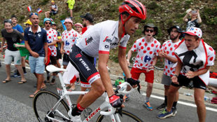 Alberto Contador en plena ascensin en la etapa de este jueves.