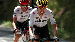 Mikel Landa y Alberto Contador en la escapada del pasado viernes.