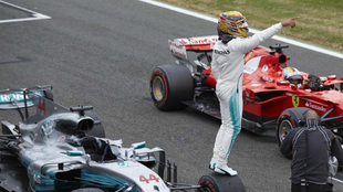 Hamilton tras lograr la pole