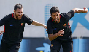 Messi y Luis Surez, entrenando esta pretemporada
