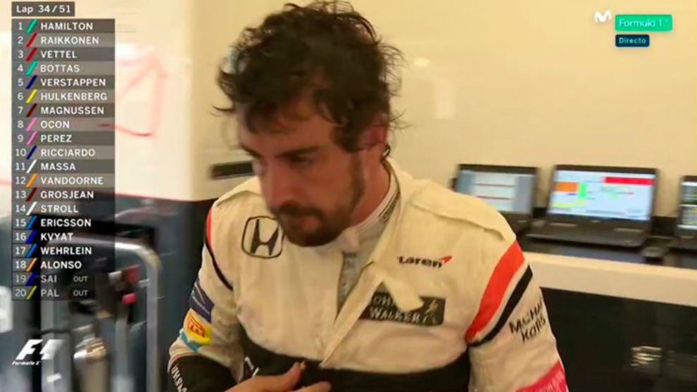 Fernando Alonso, tras abandonar en Silversone