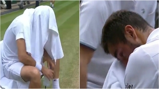 Cilic derrumbado en la final de Wimbledon.