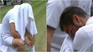 Cilic derrumbado en la final de Wimbledon.