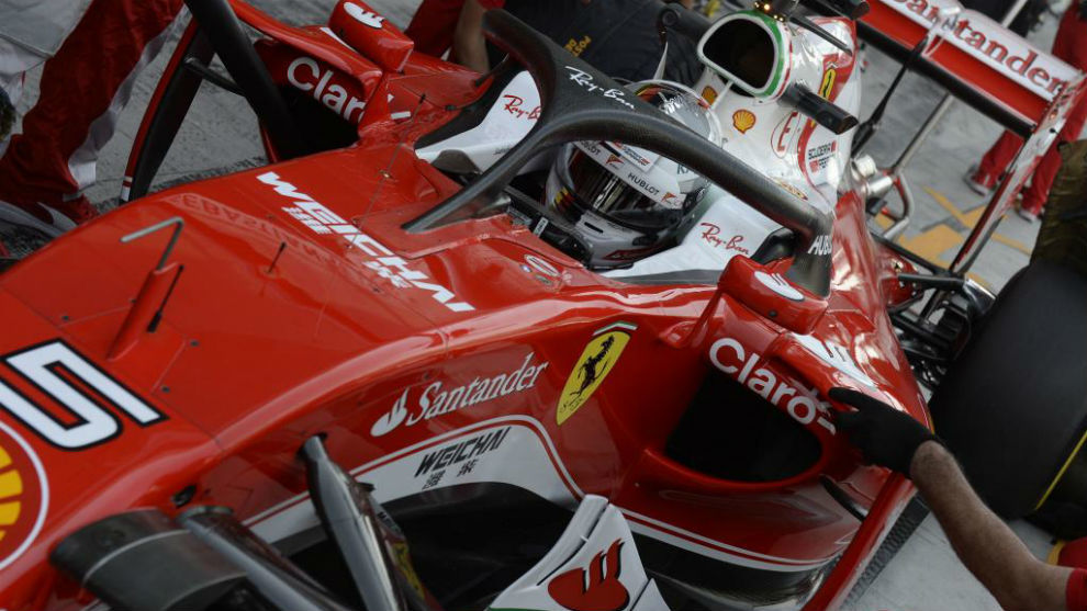 Vettel, con el sistema &apos;Halo&apos; en Abu Dabi 2016