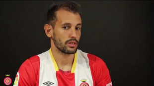 Stuani, en un momento de la entrevista en la web del Girona FC.