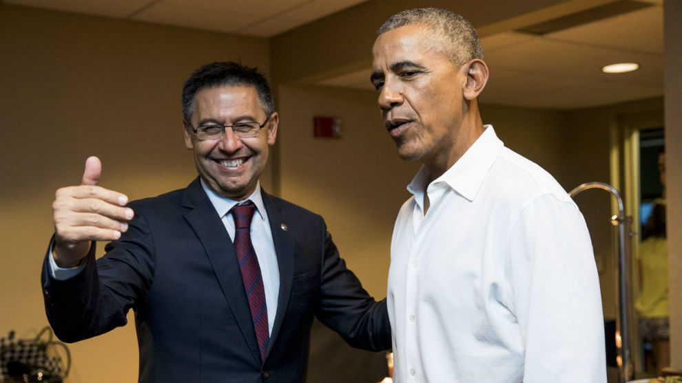 Bartomeu junto a el ex presidente de Estados Unidios, Barack Obama.