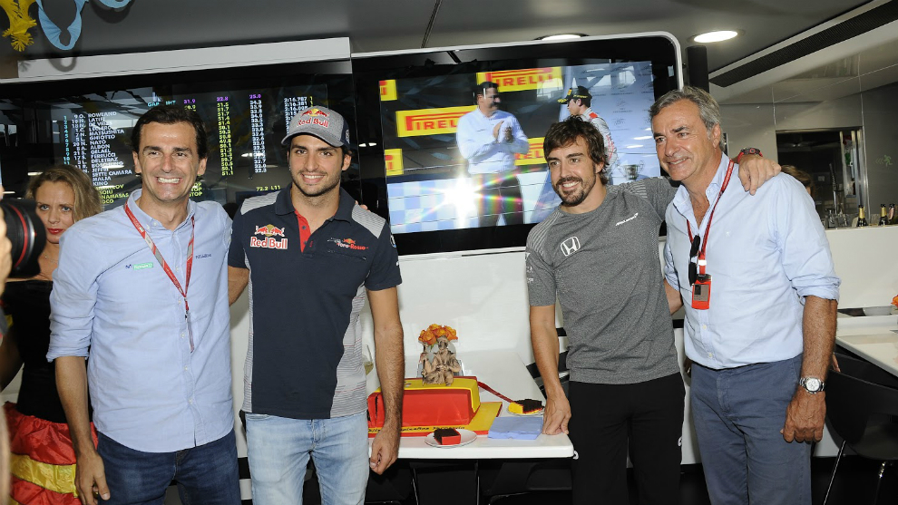 Pedro de la Rosa, Carlos Sainz Jr, Alonso y Carlos Sainz