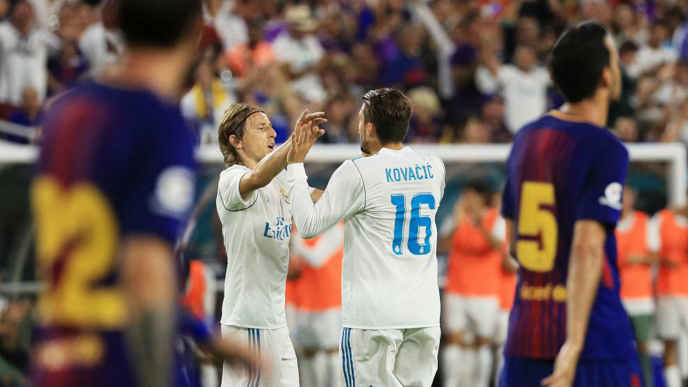 Kovacic y Modric en el partido ante el Barcelona.