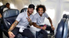 Marcelo junto a Ramos, nada ms aterrizar en Chicago
