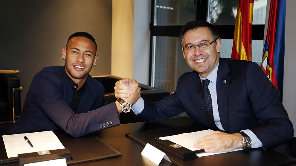 Neymar, tras firmar su renovacin con el Bara en 2016