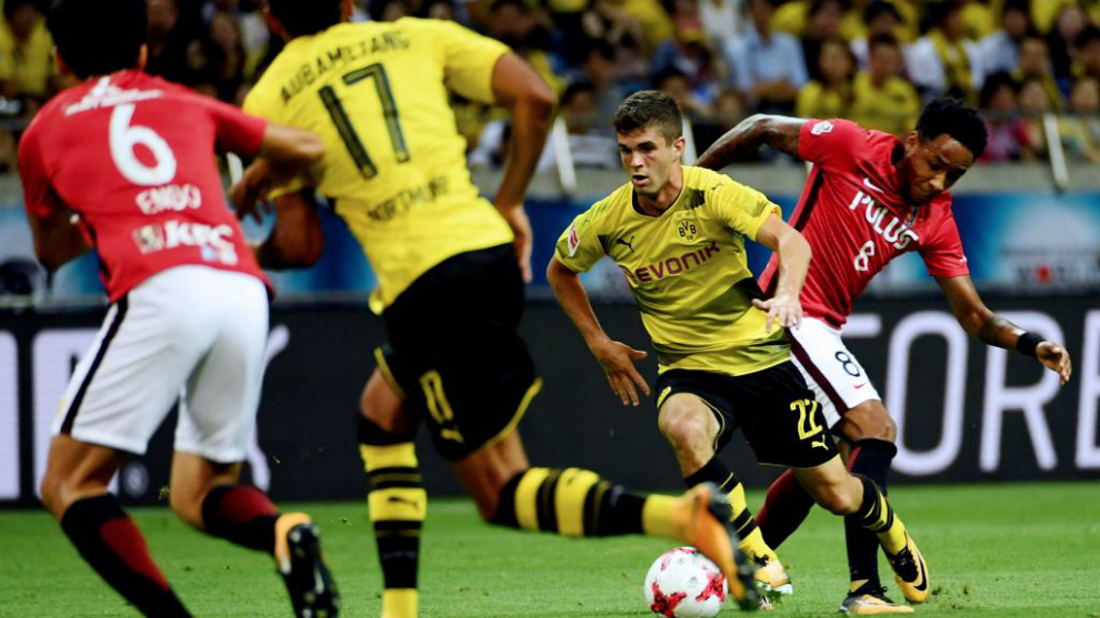 Pulisic, en un partido con el Dortmund.