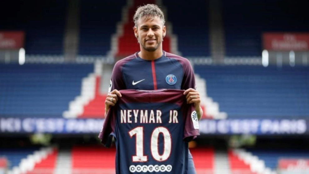 Neymar  en su presentacin como nuevo jugador del PSG