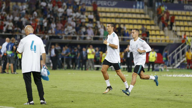Cristiano y Lucas ejercitndose tras el choque ante el United