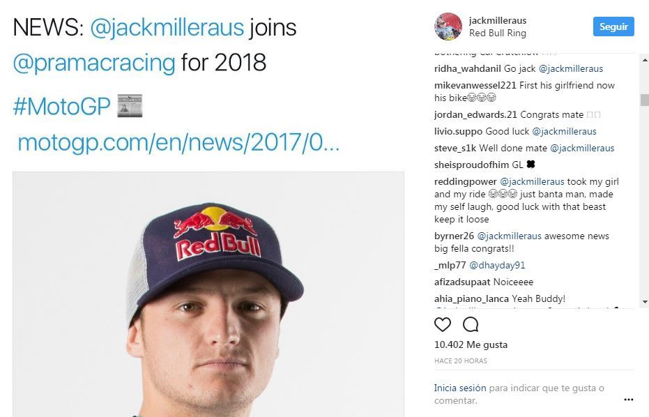 Jack Miller, en Instagram