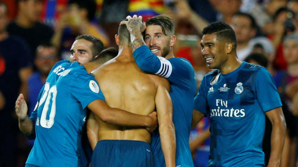 Ramos celebra el gol con Cristiano