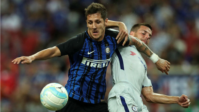 Jovetic, en un amistoso del Inter contra el Chelsea.