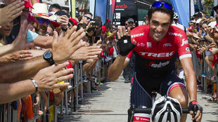 Alberto Contador antes de la quinta etapa de la Vuelta.