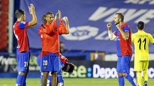 Levante celebra el triunfo ante el Villarreal