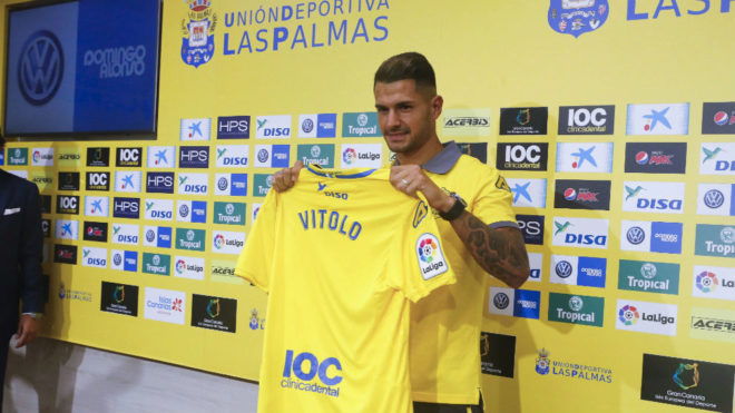 Vitolo, durante su presentacin con la UD Las Palmas.