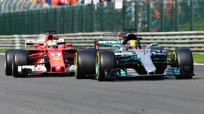 Hamilton y Vettel, en el GP de Blgica.