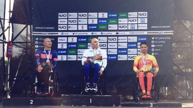 Sergio Garrote, en el podio del Mundial de Sudfrica.