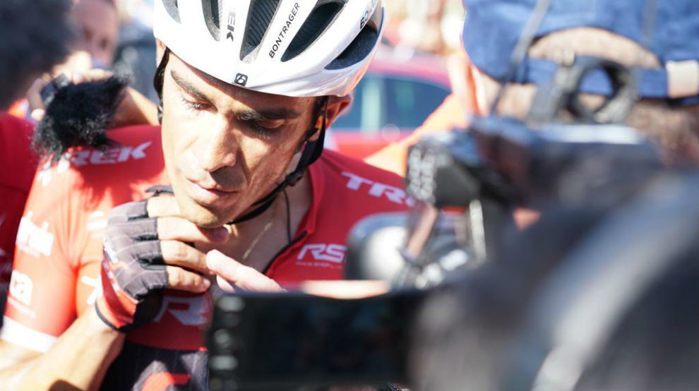 Alberto Contador tras la etapa de este jueves.