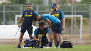 Fran Escrib durante un entrenamiento del Villarreal.