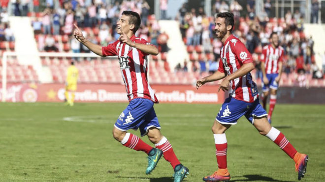 Pere Pons celebra un gol ante el numancia la temporada pasada
