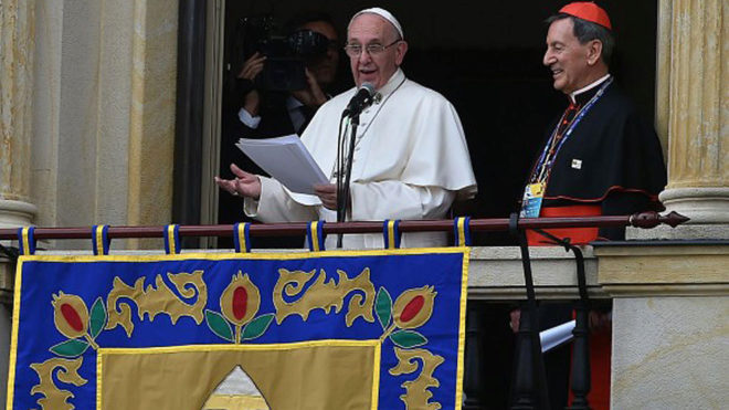 El papa Francisco, durante su discurso en Bogot.