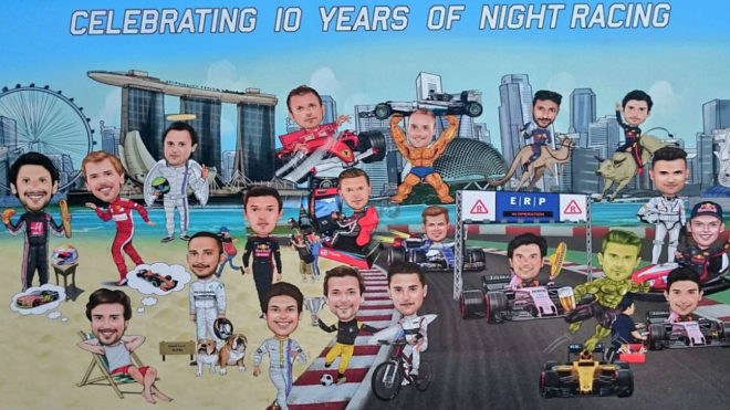 El cartel con caricaturas de los pilotos elaborado por el GP de...