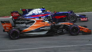 Alonso y Sainz, durante el pasado Gran Premio de Italia en Monza.