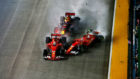 Vettel, Raikkonen y Verstappen colisionan en la salida del GP de...