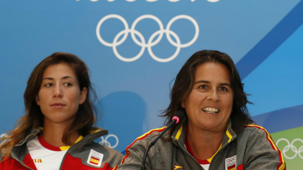 Garbie Muguruza y Conchita Martnez durante los Juegos Olmpicos...