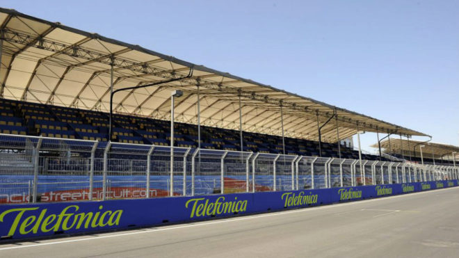 Tribuna principal del Circuito de Valencia para el GP de Europa de...